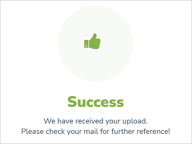 screen shot of the file upload complete message for files greator than 10 MB in TAPS